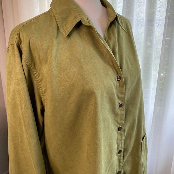 Chicos Design Womens Green Button Front Shirt SZ M - Picture 4 of 10